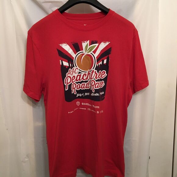 2015 AJC Peachtree Road Race Participant T Shirt  -Mizuno  Large Red - Picture 2 of 5
